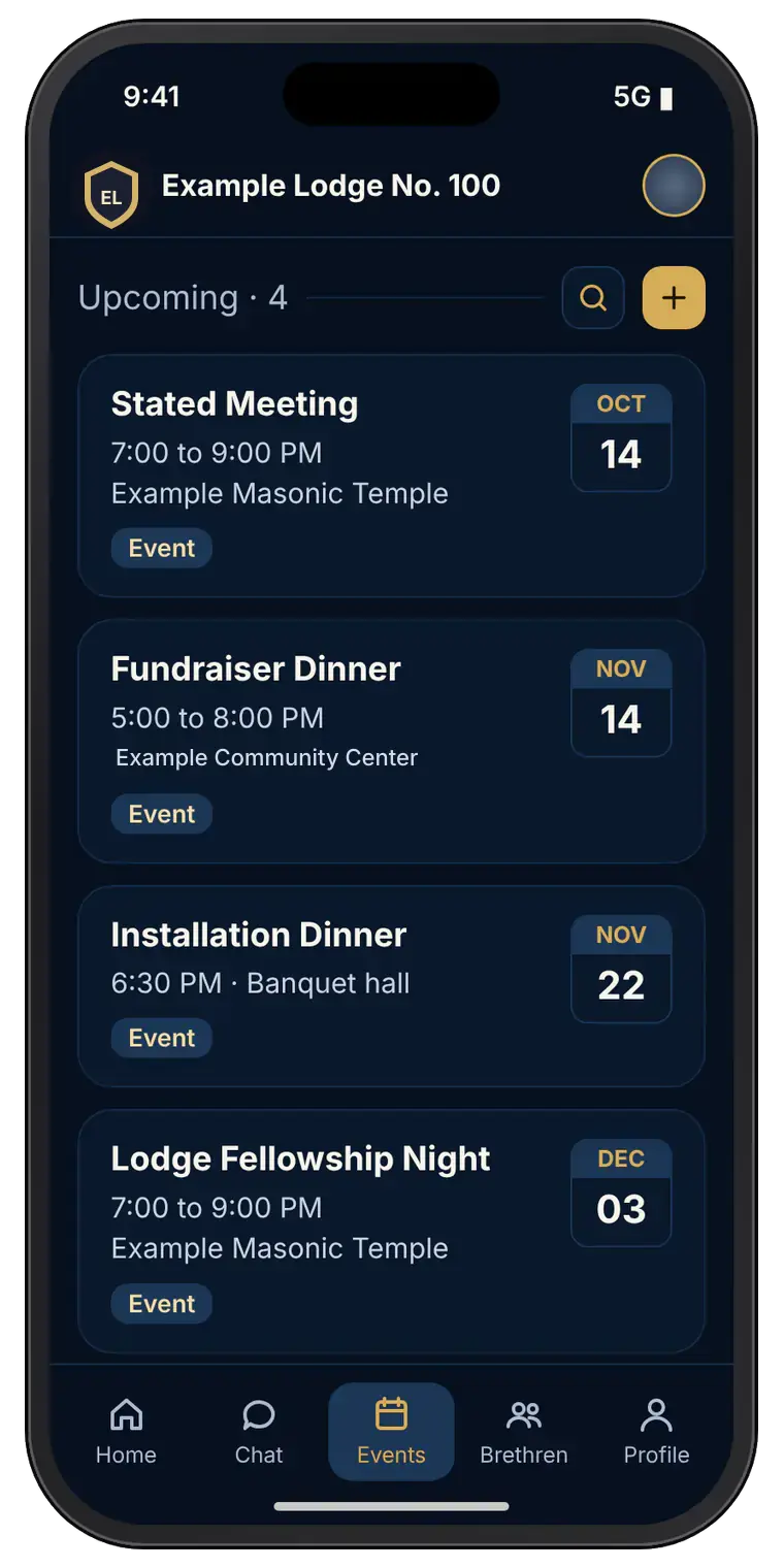 Liham events list on a phone